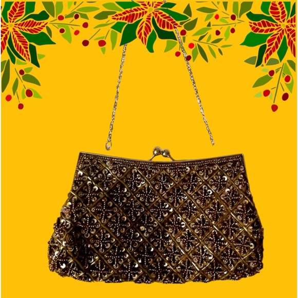 Beautiful Brownish/Gray Beaded Evening Bag - Picture 9 of 10